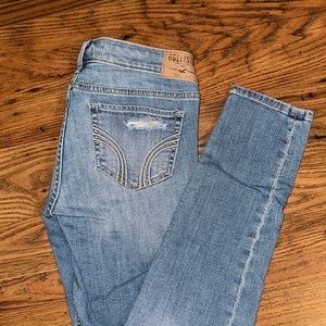 Hollister rhinestone/ embroidered/ distressed skinny jeans